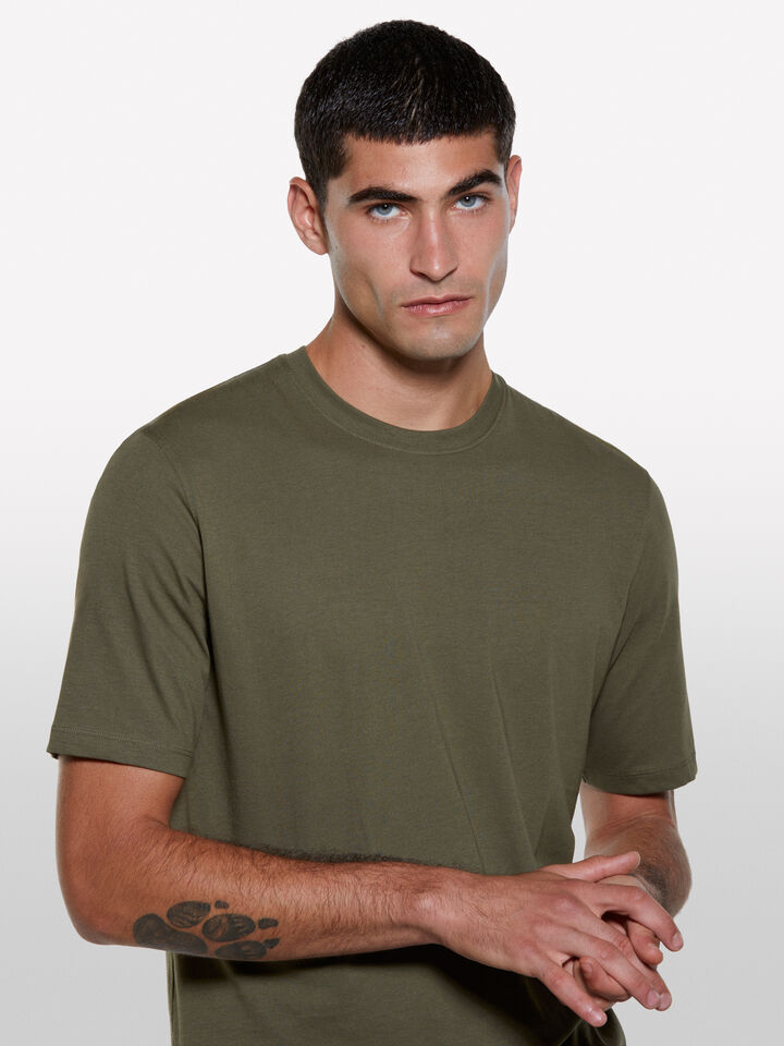Olive green regular fit short sleeve t-shirt - men's short sleeve t-shirts - Dark Green | Sisley image number 4